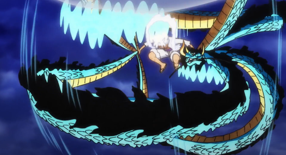 Luffy using Kaido as Jump Rope