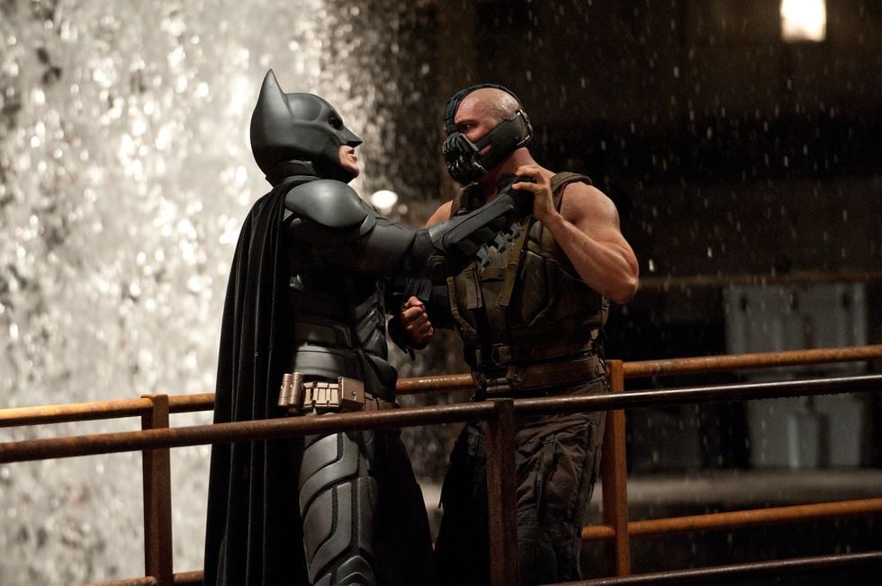 Batman faces off against Bane in The Dark Knight Rises