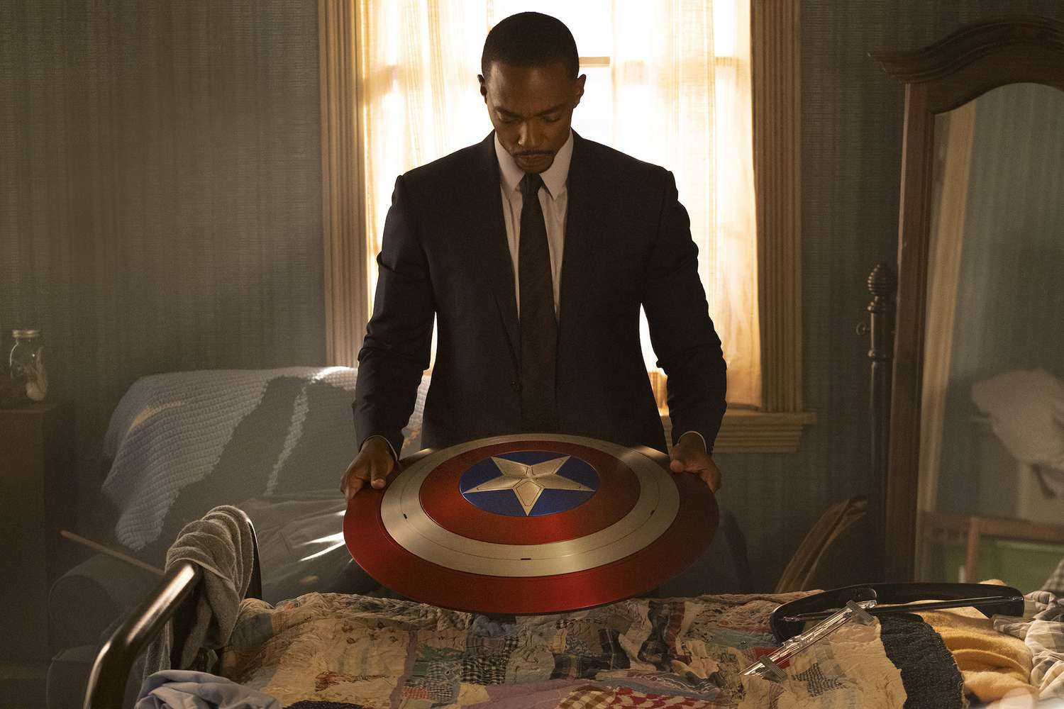 Sam Wilson picks Captain America's shield