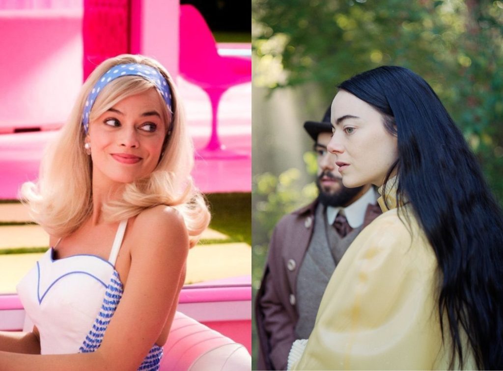 (L-R): Margot Robbie in Barbie and Emma Stone in Poor Things