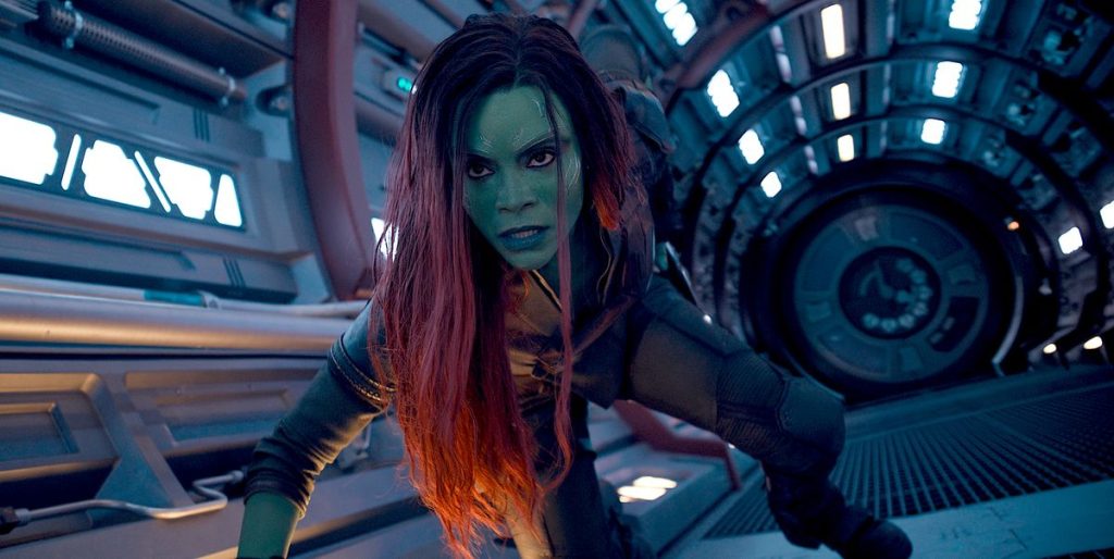 Zoe Saldana as Gamora in a still from Guardians of the Galaxy Vol. 3
