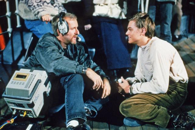 James Cameron and Leonardo DiCaprio on the sets of Titanic 