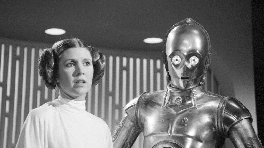 Anthony Daniels and Carrie Fisher in The Star Wars Holiday Special (1978)