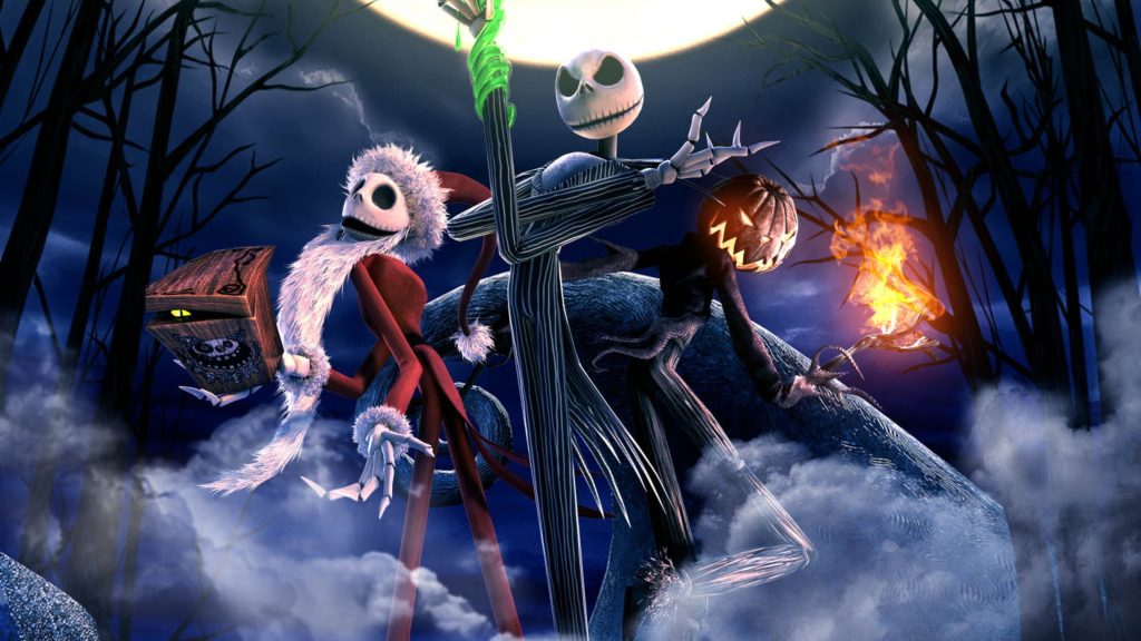 the nightmare before christmas jack skellington pumpkin with cloudy moon background 4k hd movies