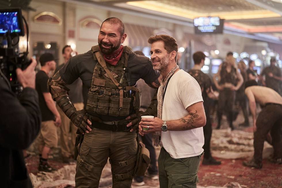 Zack Snyder and Dave Bautista on the sets of Army of the Dead 